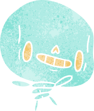 Eski çizgi film illüstrasyonu kawaii sevimli bir insan tarafından çizilmiş ölü iskelet