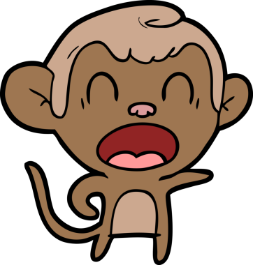 Bir insan tarafından çizilmiş bağıran çizgi maymun.