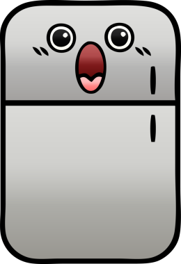 Bir insan tarafından çizilmiş bir buzdolabının gölgelenmiş karikatürü.