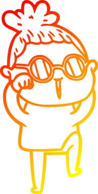 Bir insan tarafından çizilmiş gözlüklü bir karikatür kadın çizimi.