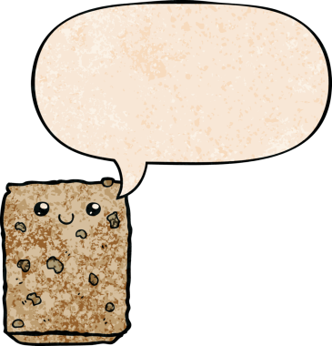 bir insan tarafından çizilmiş eski moda konuşma baloncuklu çizgi film bisküvisi