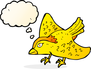 Bir insan tarafından çizilmiş düşünce baloncuklu bahçe kuşu.