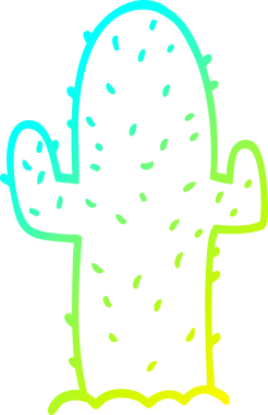 Bir insan tarafından çizilen kaktüsün soğuk gradyan çizgisi.