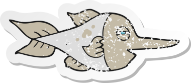 Bir insan tarafından çizilmiş kılıçbalığının gerilmiş çıkartması.