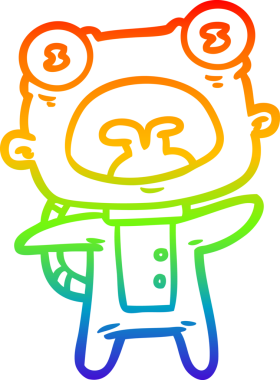 Gökkuşağı gradyanı çizimi bir çizgi film. Bir insan tarafından çizilmiş garip bir uzaylı.