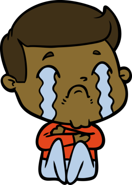 Bir insan tarafından çizilmiş ağlayan çizgi film adamı.