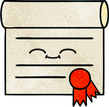 Bir insan tarafından çizilmiş sertifikanın grunge desen karikatürü