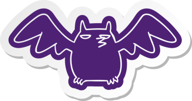 Bir insan tarafından çizilmiş bir gece yarasasının çizgi film etiketi.