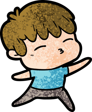 Bir insan tarafından çizilmiş meraklı bir çocuk.