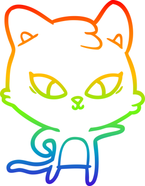 Gökkuşağı gradyan çizgisi bir insan tarafından çizilmiş şirin bir çizgi kedi çizimi