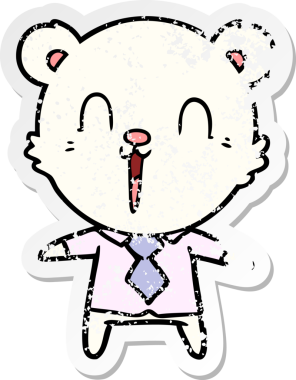 Bir insan tarafından çizilmiş mutlu bir kutup ayısının sıkıntılı çıkartması.