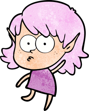 Bir insan tarafından çizilmiş çizgi film elf kızı.