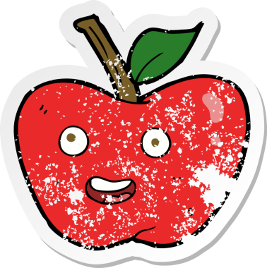 Bir insan tarafından çizilmiş elma karikatürünün gerilimli yapıştırması.