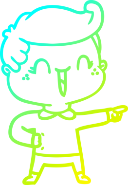 Bir insan tarafından çizilmiş, gülen bir çocuğun soğuk çizgi çizimi.