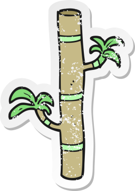 Bir insan tarafından çizilmiş bir bambu çizgi filminin gerilimli yapıştırması.