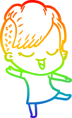 gökkuşağı gradyan çizimi mutlu bir çizgi film kızı bir insan tarafından çizildi