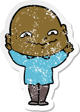 Bir insan tarafından çizilmiş ürkütücü bir çizgi filmin stresli çıkartması.