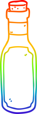 Gökkuşağı gradyan çizgi çizimi bir insan tarafından çizilmiş bir karikatür iksir şişesi