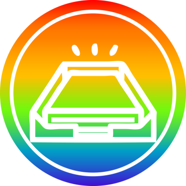 Düşük ofis kağıdı yığını gökkuşağı gradyan bir insan tarafından çizilmiş dairesel simge