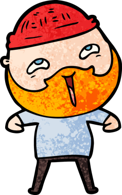 Bir insan tarafından çizilmiş mutlu sakallı bir adam.