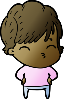 Bir insan tarafından çizilmiş bir çizgi film kadını.