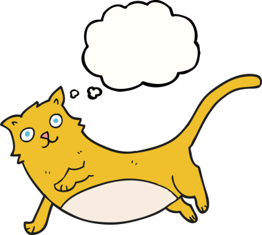 Bir insan tarafından çizilmiş serbest çizim baloncuk çizgi film kedisi.