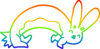 Gökkuşağı gradyan çizgisi bir insan tarafından çizilmiş komik bir tavşan çizimi