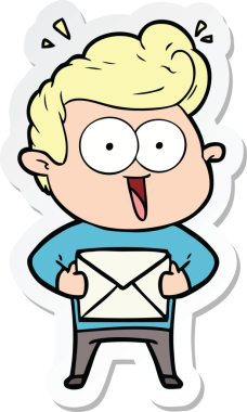 Bir insan tarafından çizilmiş bir zarfla bir karikatürist etiketi.