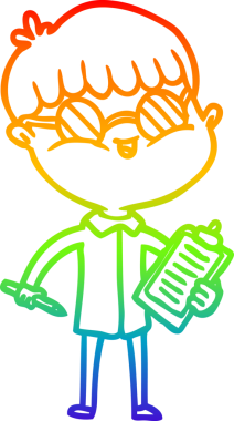 Bir insan tarafından çizilmiş gözlük takan çizgi film çocuğu çizimi.