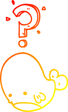 Bir insan tarafından çizilmiş kafası karışmış bir balinanın sıcak çizgi çizimi