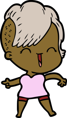 Bir insan tarafından çizilmiş mutlu hippi kız çizgi filmi.