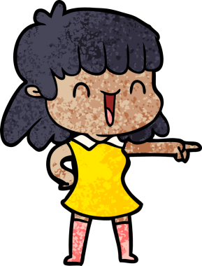 Bir insan tarafından çizilmiş mutlu bir kız.