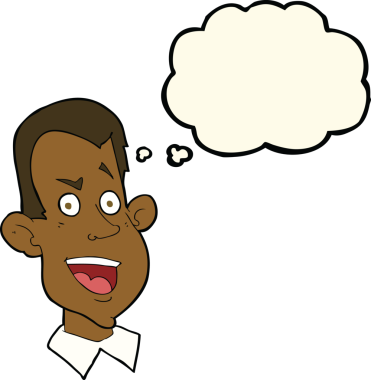 Bir insan tarafından çizilmiş düşünce baloncuklu erkek yüzü.