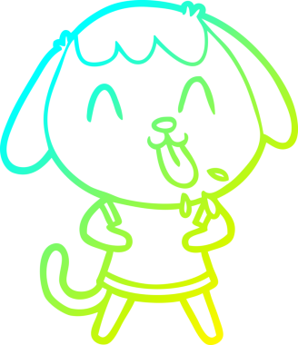 Bir insan tarafından çizilmiş şirin bir çizgi köpeğin soğuk gradyan çizgisi.