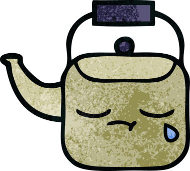 Bir insan tarafından çizilmiş eski grunge desenli bir çaydanlık.