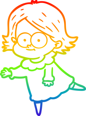 gökkuşağı gradyan çizimi mutlu bir çizgi film kızı bir insan tarafından çizildi