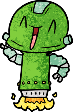 Bir insan tarafından çizilmiş çizgi film robotu