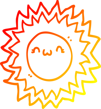 Bir insan tarafından çizilen çizgi film güneşinin sıcak çizgi çizimi