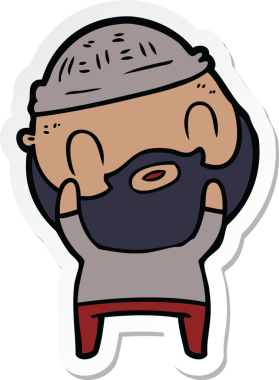 Bir insan tarafından çizilmiş sakallı bir adamın çıkartması.