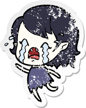 Bir insan tarafından çizilmiş ağlayan vampir bir karikatür çıkartması.