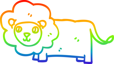 Gökkuşağı gradyan çizgi çizimi Bir insan tarafından çizilmiş mutlu aslan