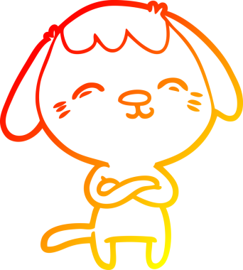 Bir insan tarafından çizilmiş mutlu çizgi film köpeğinin sıcak çizgi çizimi