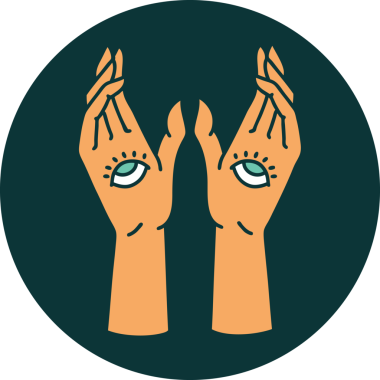 Bir insan tarafından çizilmiş mistik ellerin ikonik dövme şekli