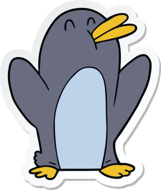 Bir insan tarafından çizilmiş karikatür pengueni çıkartması.