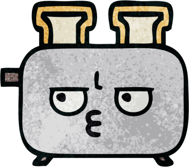 Bir insan tarafından çizilmiş bir tost makinesinin retro grunge doku karikatürü