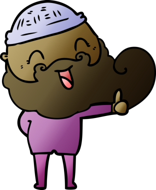 Bir insan tarafından çizilmiş mutlu sakallı adam.