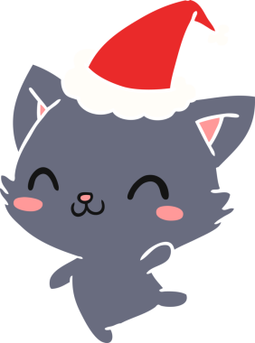 Bir insan tarafından çizilmiş kawaii kedisinin el çizimi karikatürü.