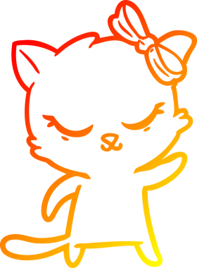 Bir insan tarafından çizilmiş sevimli bir çizgi film kedisinin sıcak çizgi çizimi