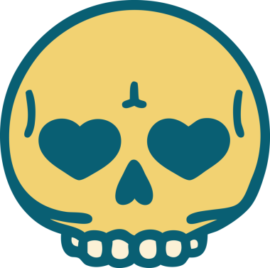 Bir insan tarafından çizilmiş bir kafatasının ikonik dövme şekli