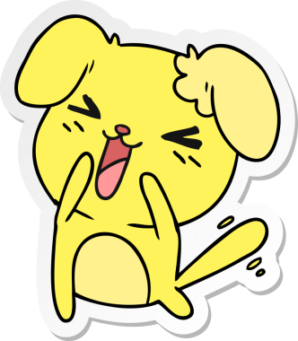 Bir insan tarafından çizilmiş kawaii köpeğinin serbest sticker karikatürü.